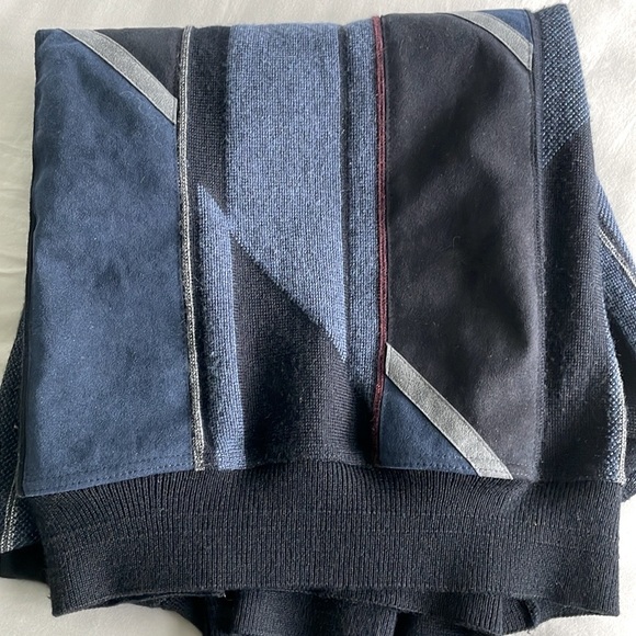 🇮🇹 Vintage John Friday Knitwear Grandpa Blue Geometric Pattern Sweater, Size M - Picture 14 of 16